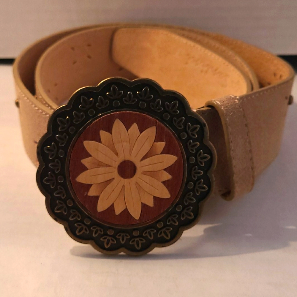 Olga Santini Sunflower & Brass Suede Belt